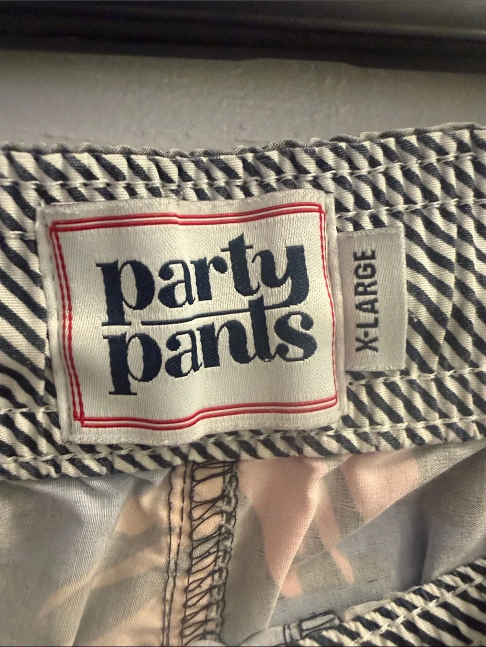Men's Gray Brushstroke Swim Trunks with Coral & Blue Print